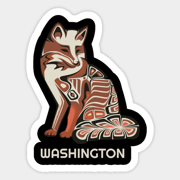 Washington Native American Tribal Fox Haida Style Wildlife Animal Lover Lover Sticker by twizzler3b